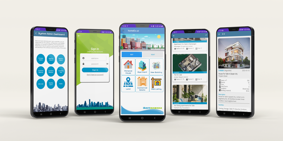 HomeEx.Uz app screens